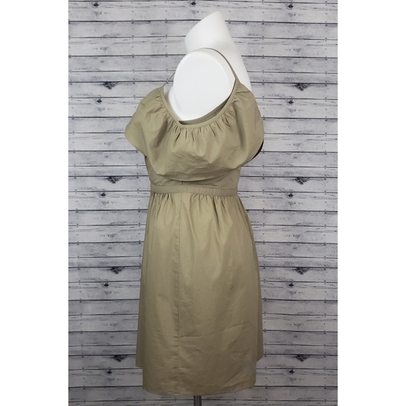 Madewell Khaki Cold-Shoulder Ruffle Dress ( - Picture 6 of 10